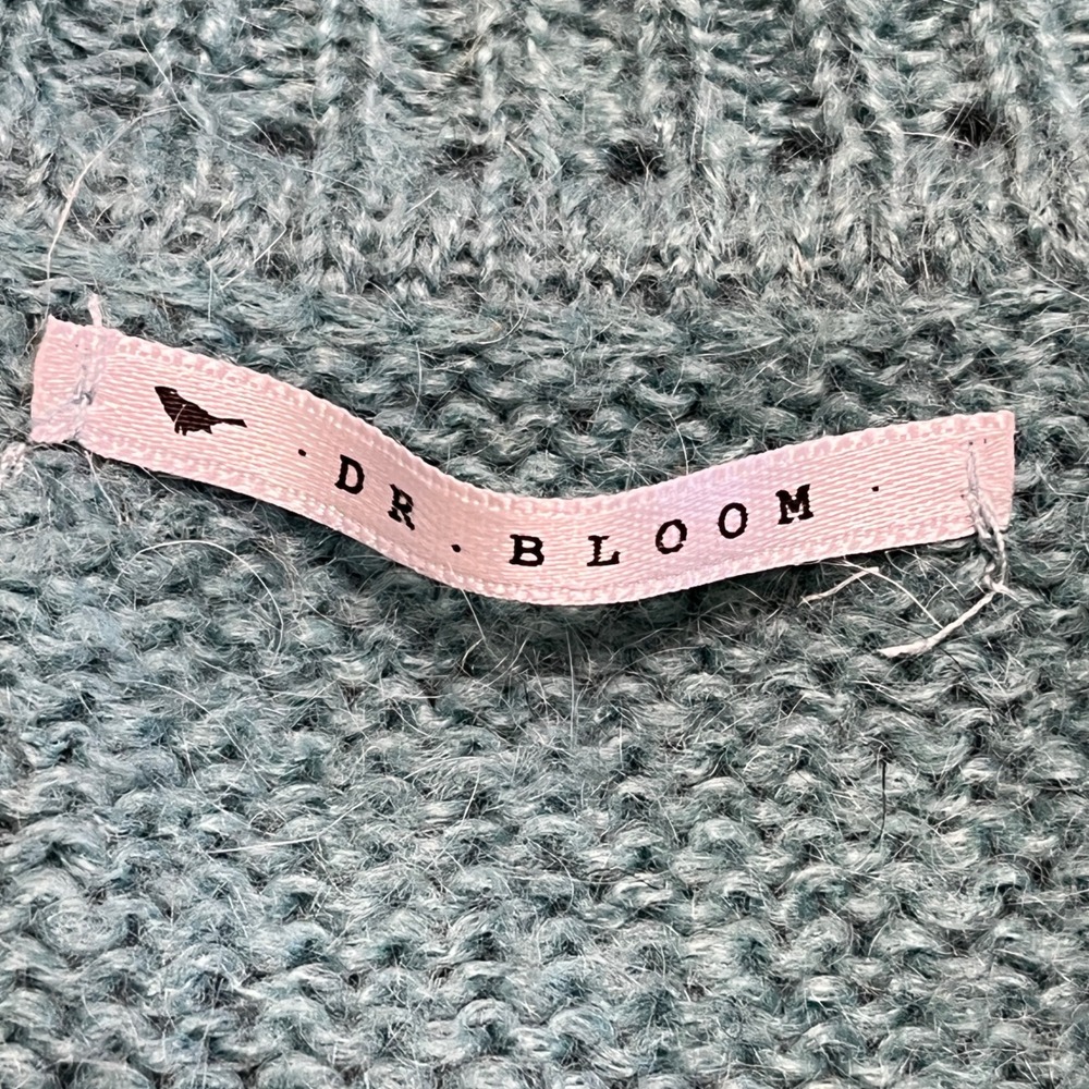 DR BLOOM Teal Mohair Blend Cardigan Sweater Sz S M Feminine Cottage Girly - Picture 7 of 14